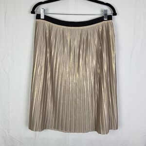 Tommy Hilfiger Metallic Pleated Skirt Sz 8 Medium A-Line Party Cocktail Gold
